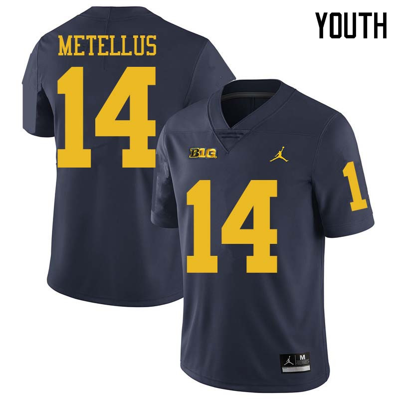 Jordan Brand Youth #14 Josh Metellus Michigan Wolverines College Football Jerseys Sale-Navy